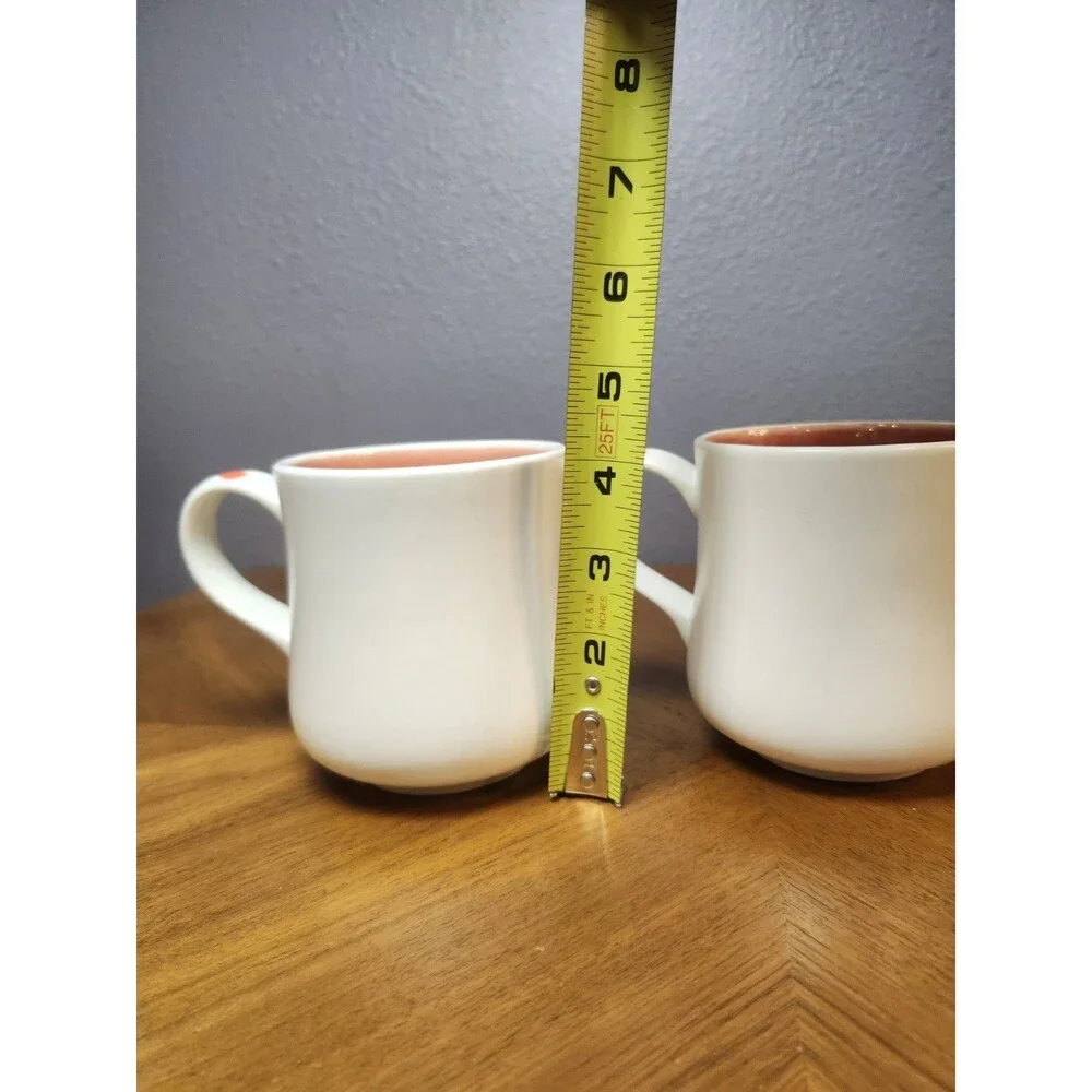 2- Williams Sonoma Ceramic White & Red Coffee Mug Hug In A Mug‎ Red Heart SET